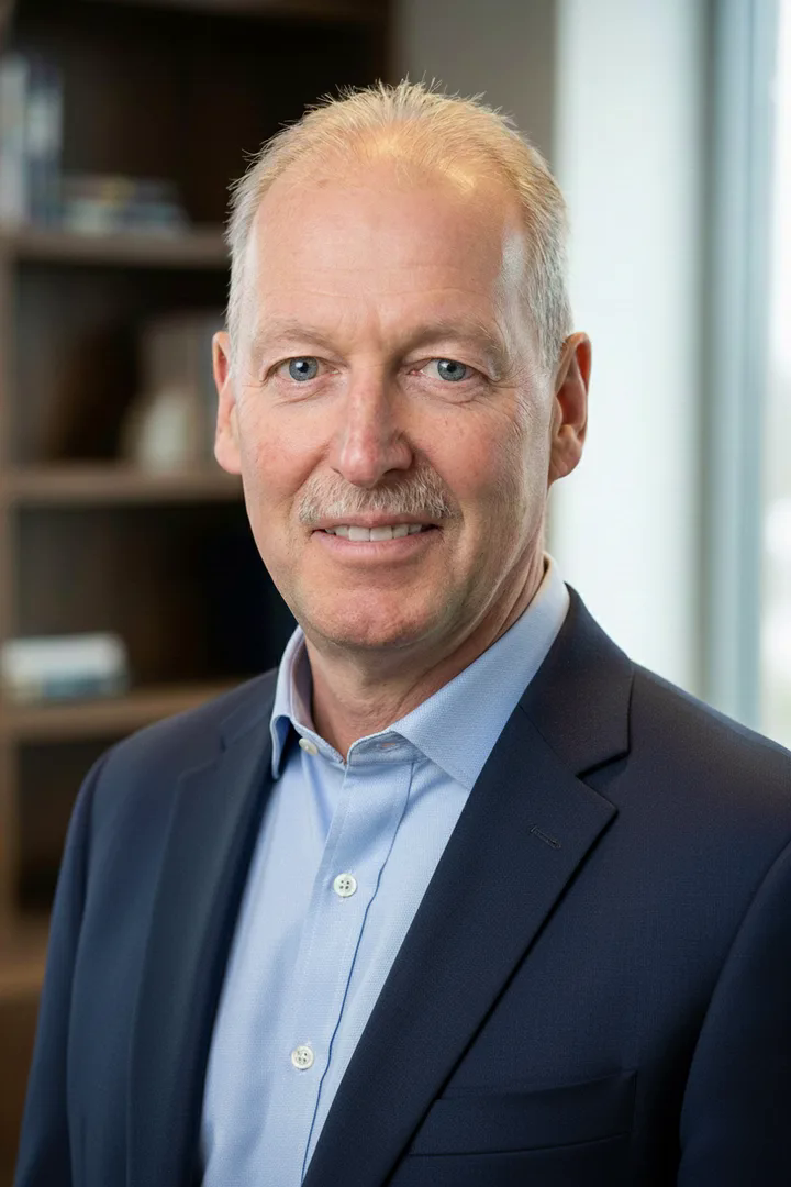 Portrait of Wayne MacLean, Founder of Strategic Business Consulting Inc., in a navy blazer and light blue shirt